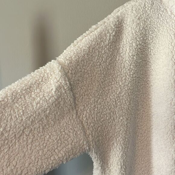 Aerie Cloud Sherpa Fleece Snap Pullover Ivory Size XL - Picture 4 of 13